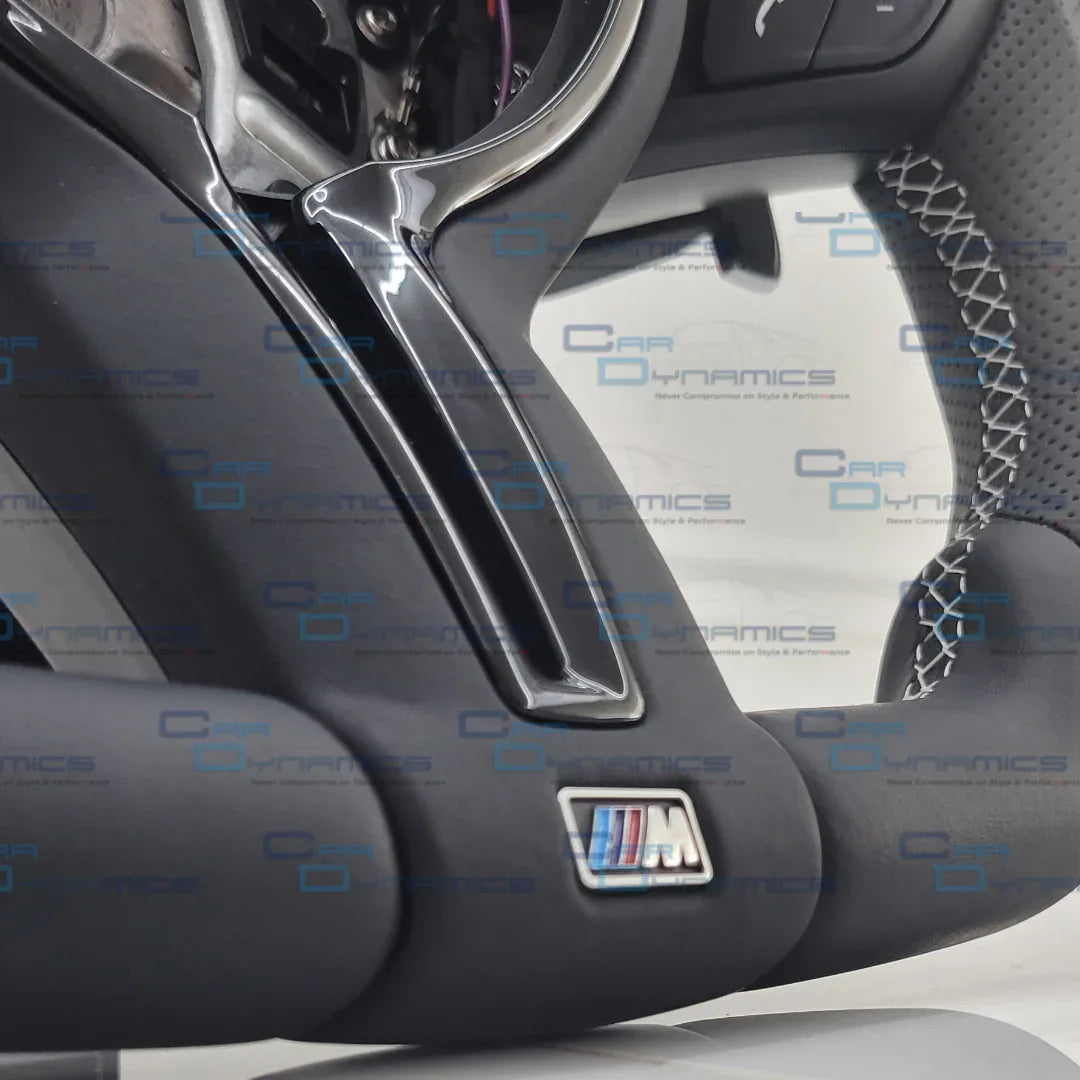 BMWFlatBottomLeatherSteeringWheelWhiteEditionF30F10F20F22F90F82CarDynamics_5 - Car Dynamics