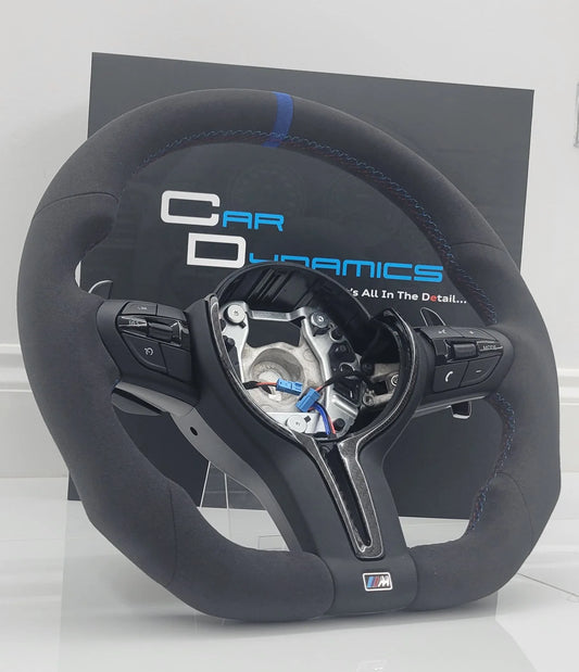BMWMPerformanceAlcantara_GlossCarbonFibreMBlueEditionFlatBottomSteeringWheelF-Series_4 - Car Dynamics
