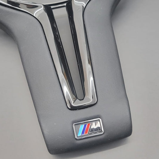 BMW Nappa Leather Steering Wheel Trim | Gloss Black F-Series