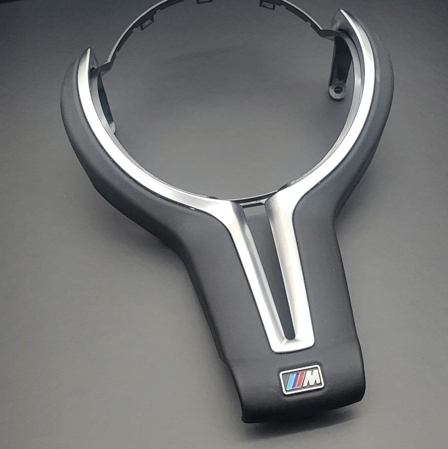 BMW Nappa Leather Steering Wheel Trim | Polished Silver F-Series
