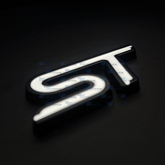 ST Rear Metal Boot Badge | Black & Frozen White Edition For Ford Models