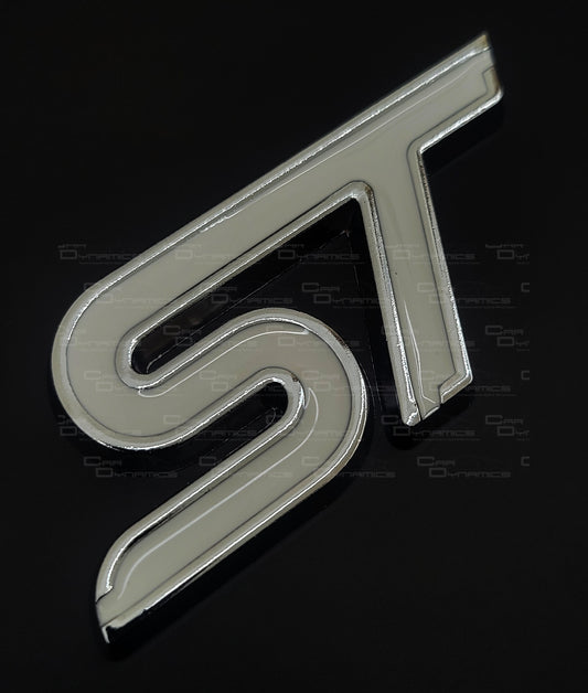 ST Rear Metal Boot Badge | Frozen White Edition For Ford Models