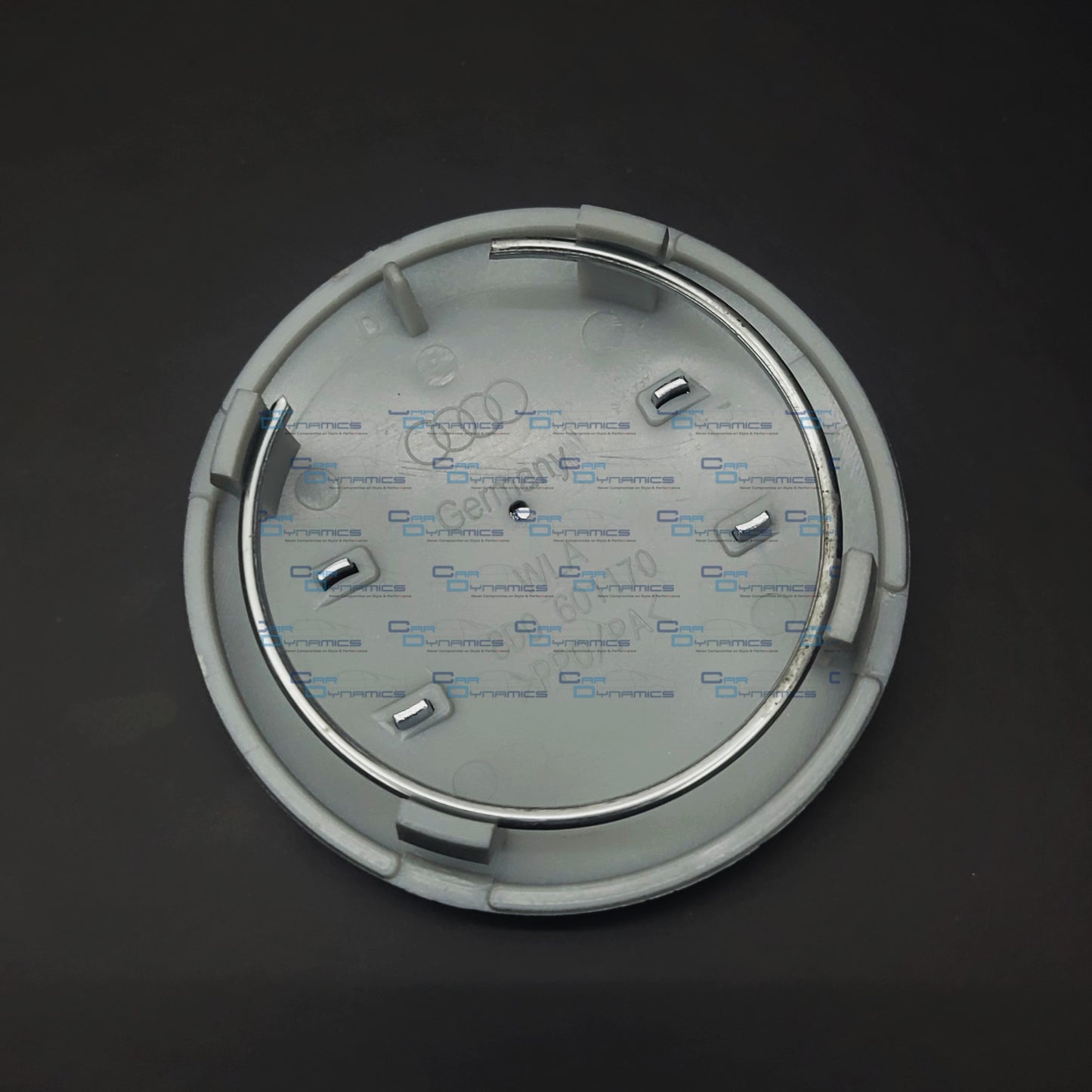 Set Of 4 Grey & Chrome Centre Caps | For Audi Models