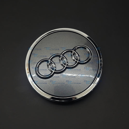 Set Of 4 Grey & Chrome Centre Caps | For Audi Models