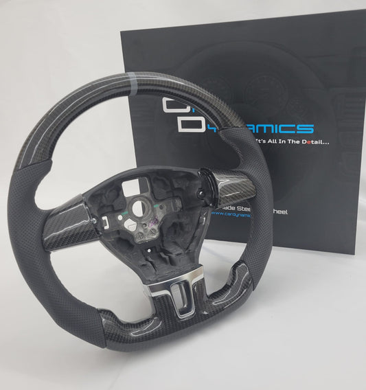 Volkswagen T5.1 Carbon & Leather Steering Wheel | Titanium Grey