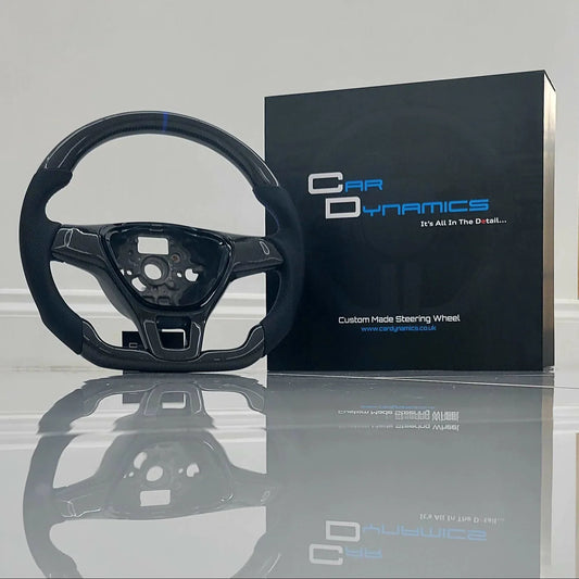 VolkswagenT6CustomCarbonFibreFlatBottomSteeringWheelTransportercardynamicshenryblueedition_2 - Car Dynamics