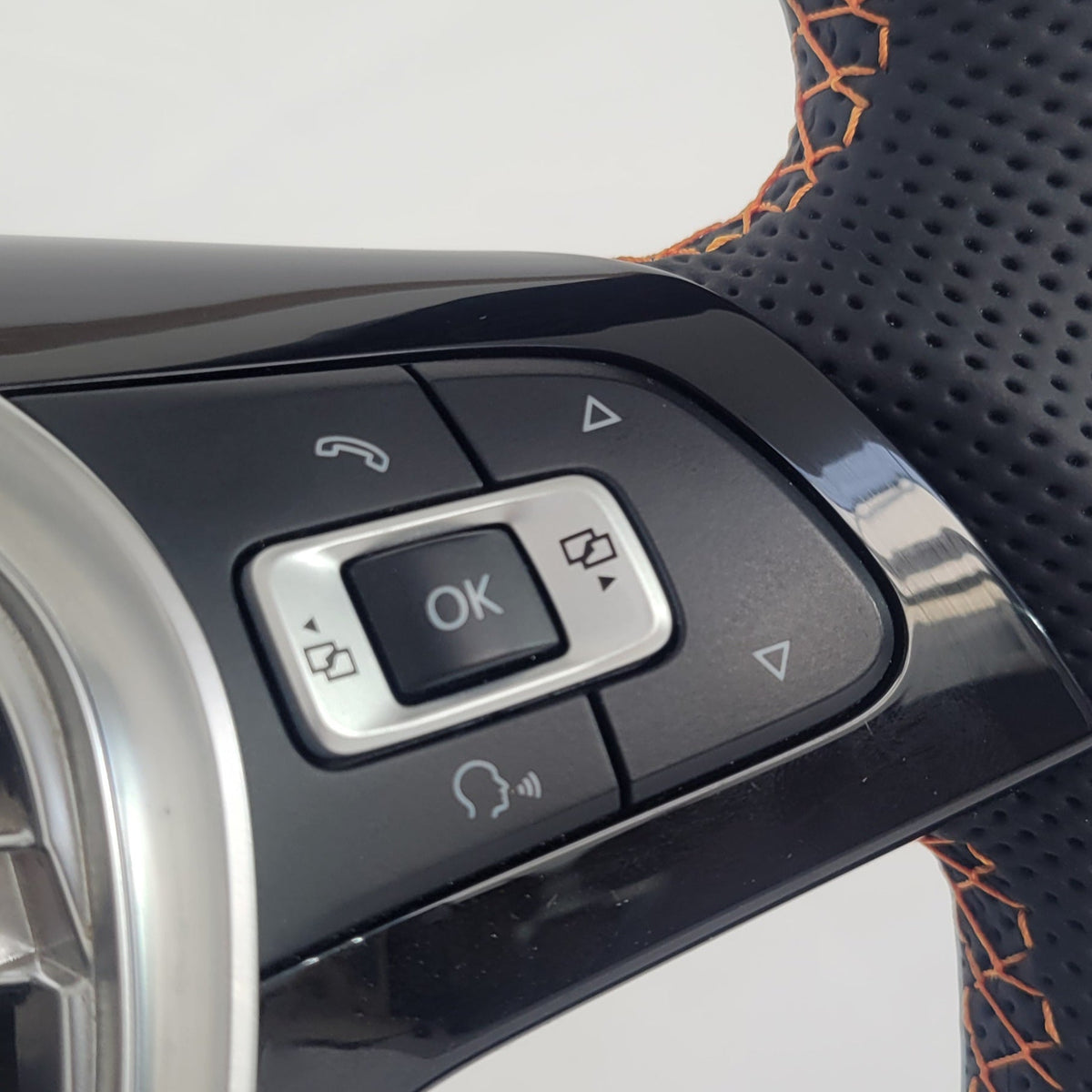 Volkswagen Caddy Carbon & Leather Steering Wheel With Buttons | RAC Orange Edition