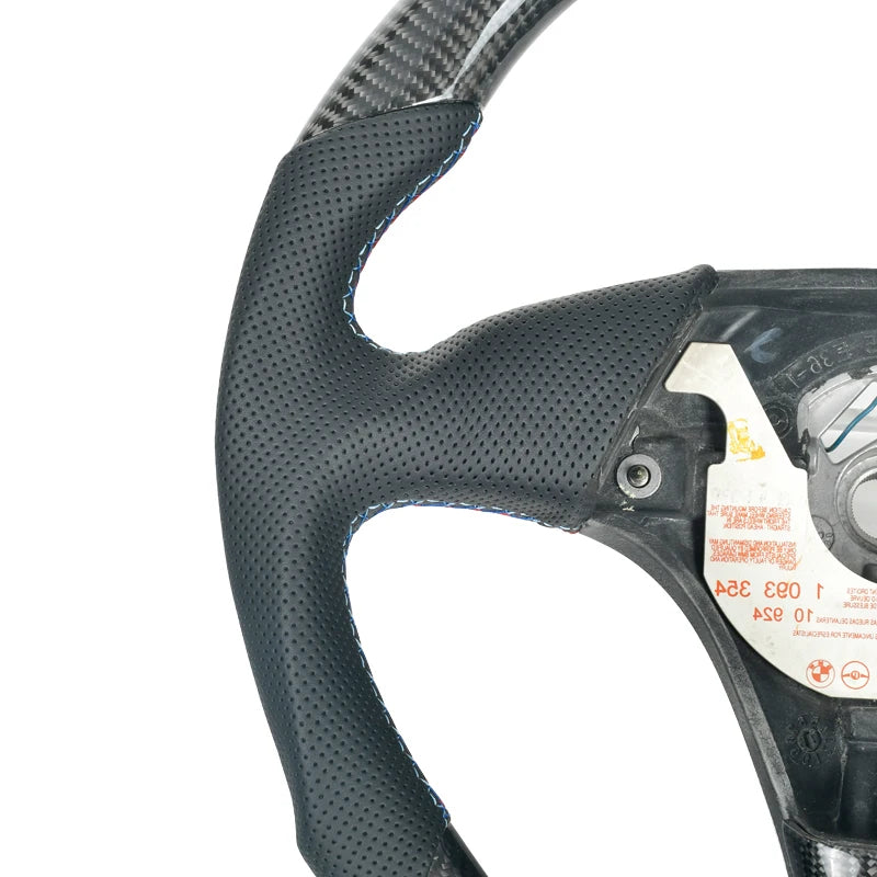 BMW E36 E31 Carbon Fibre Perforated Leather Steering Wheel 1991-99 Flat Bottom image 3