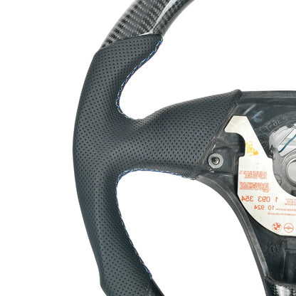 BMW E36 E31 Carbon Fibre Perforated Leather Steering Wheel 1991-99 Flat Bottom image 3