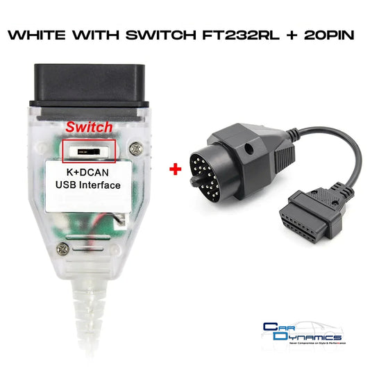 K+DCAN White Cable For OBD Diagnostics INPA & ISTA Compatible+ 20 Pin image 0