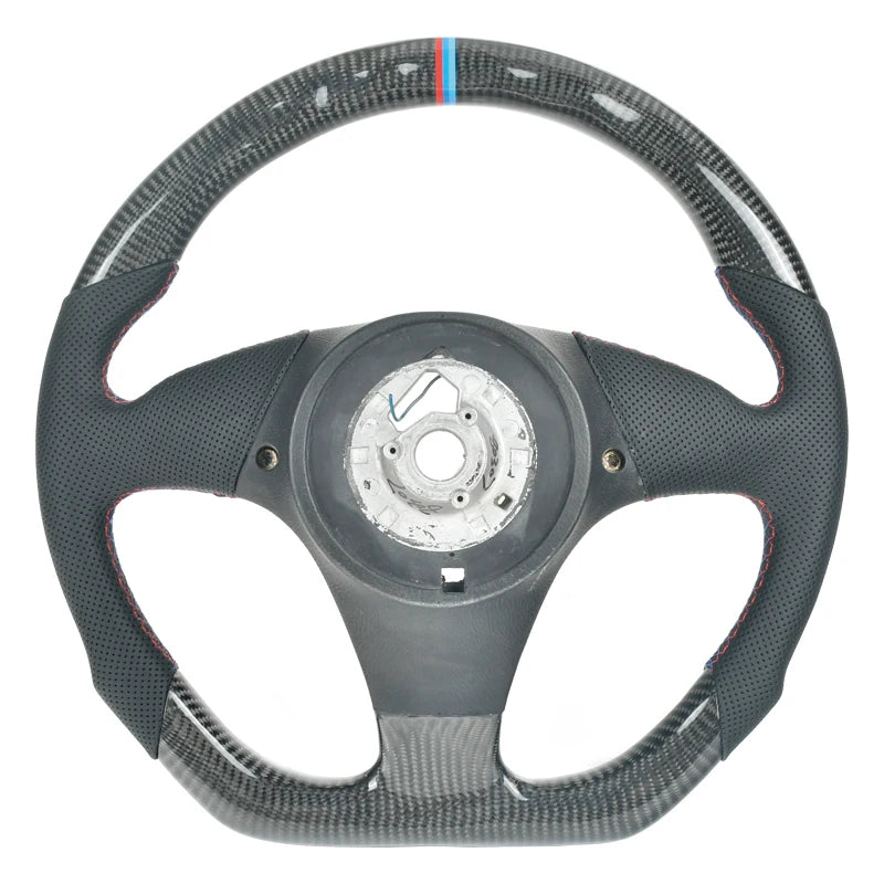 BMW E36 E31 Carbon Fibre Perforated Leather Steering Wheel 1991-99 Flat Bottom image 1