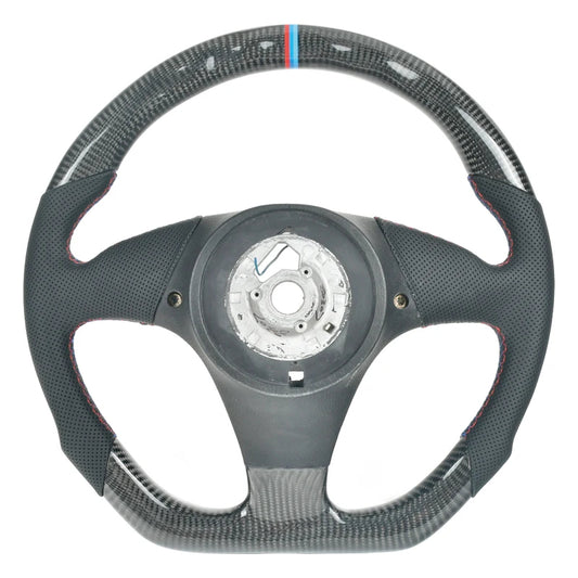 BMW E36 E31 Carbon Fibre Perforated Leather Steering Wheel 1991-99 Flat Bottom image 1