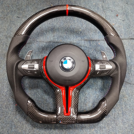 BMW Carbon Fibre & Perforated Leather Steering Wheel Flat Bottom F-Series image 0