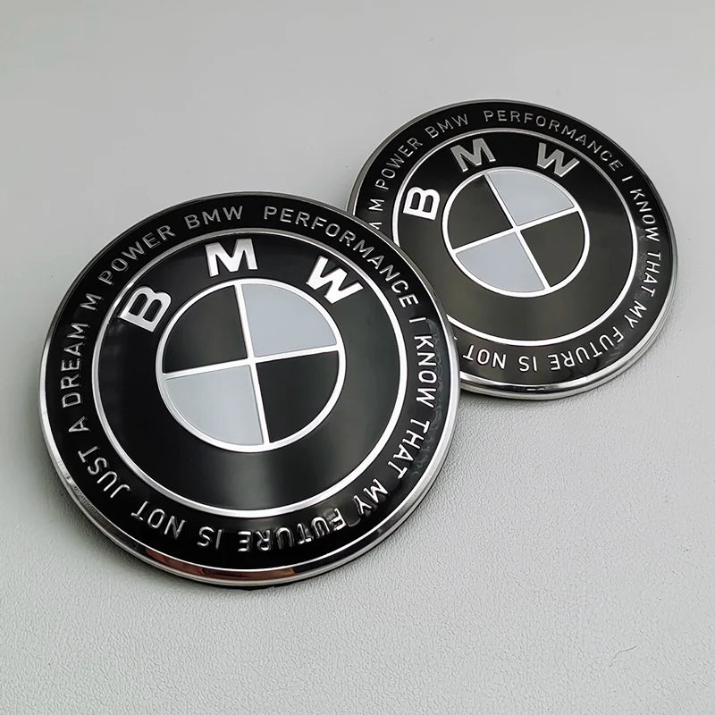 BMW Kith Black & White Bonnet & Boot Badge 2x 82mm image 0
