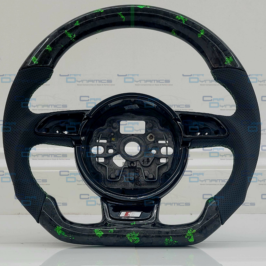 Audi Custom Forged Carbon Fibre Steering Wheel Perforated Leather Flat Bottom