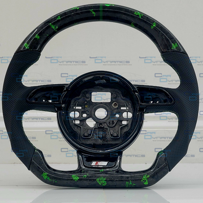 Audi Custom Forged Carbon Fibre Steering Wheel Perforated Leather Flat Bottom