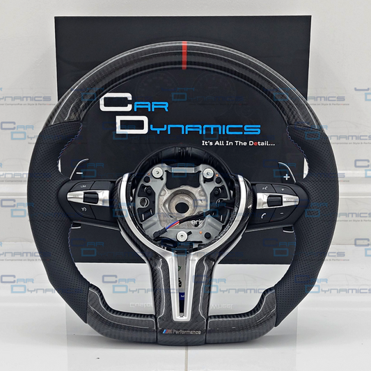 BMW Carbon Fibre & Leather Steering Wheel Flat Bottom M-Tech Silver Carbon Edition | F-Series IN STOCK