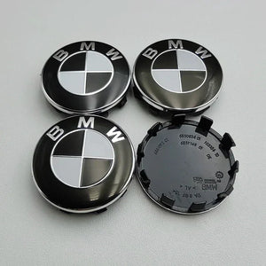 56mm Black & White Wheel Centre Caps Compatible with Selected BMW Wheels