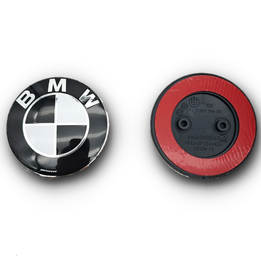 BMW Black & White 2 Hole Bonnet & Boot Badge 2 x 82mm 5114705779 image 0