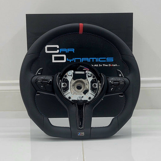 BMW Custom Leather Steering Wheel Flat Bottom M-Tech Track Red Edition M Sport