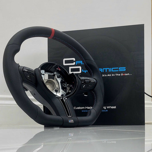 BMW Custom Leather Steering Wheel Flat Bottom M-Tech Track Red Edition M Sport