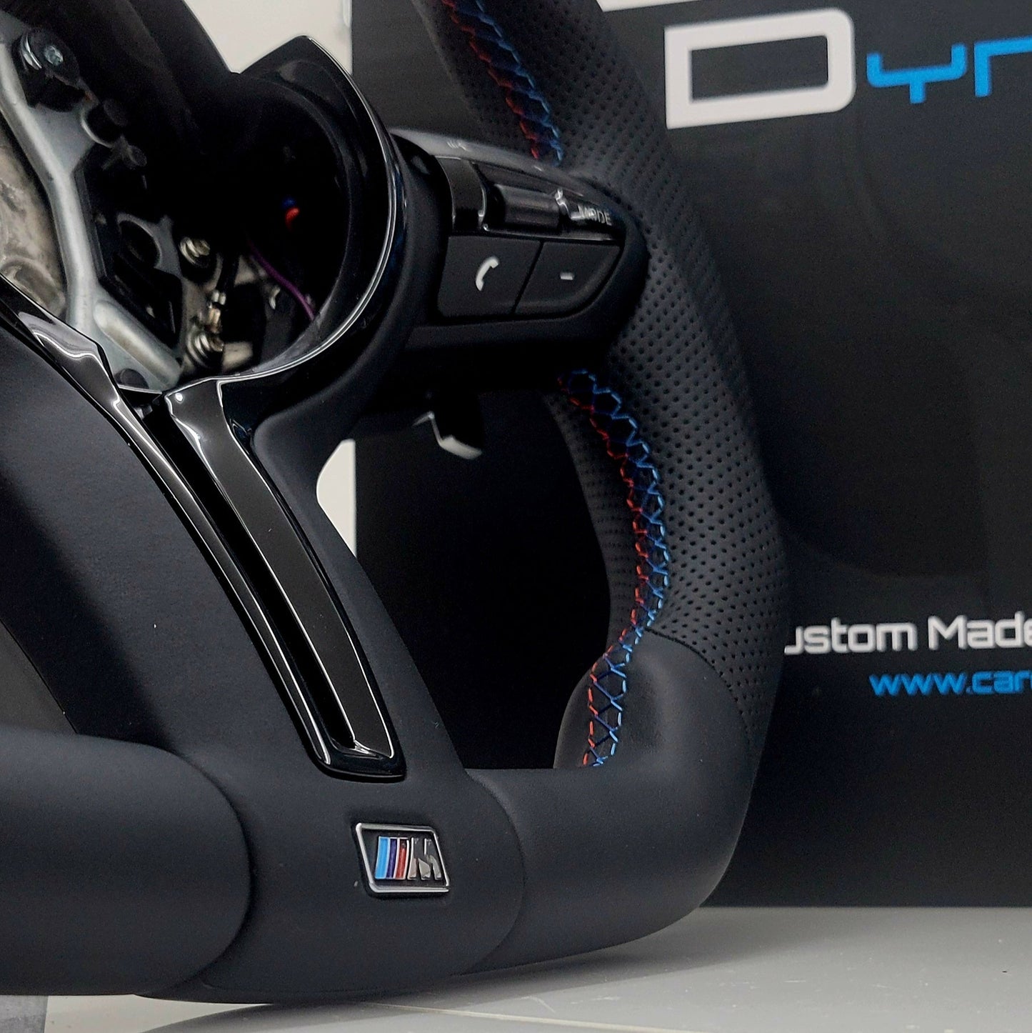 BMW Custom Leather Steering Wheel Flat Bottom M-Tech Track Red Edition M Sport