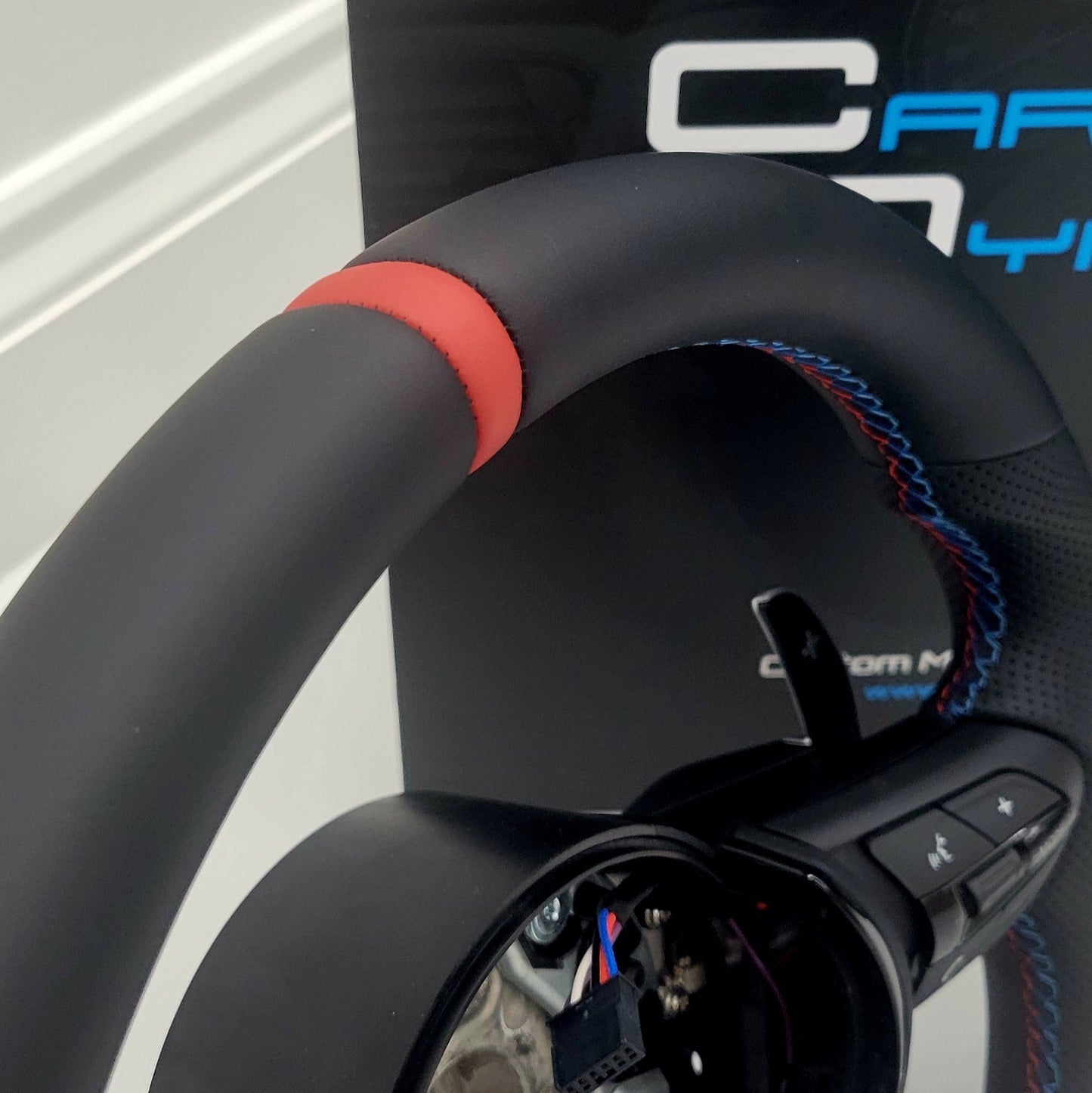 BMW Custom Leather Steering Wheel Flat Bottom M-Tech Track Red Edition M Sport