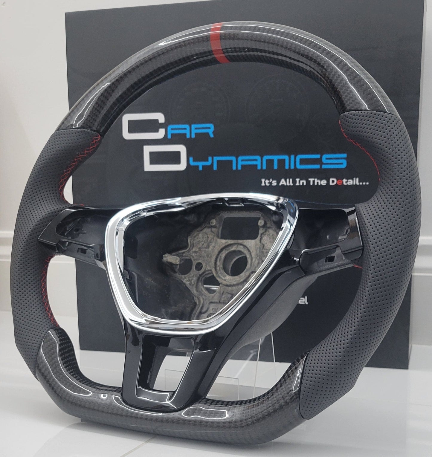 Volkswagen T6 Carbon & Leather Steering Wheel | Fortana Red Edition