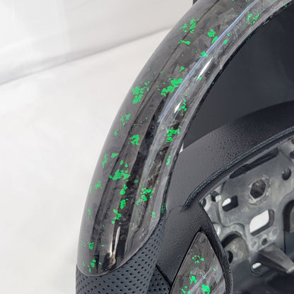 Ford Focus MK2 Forged Carbon & Leather Steering Wheel | Mean Green Edition