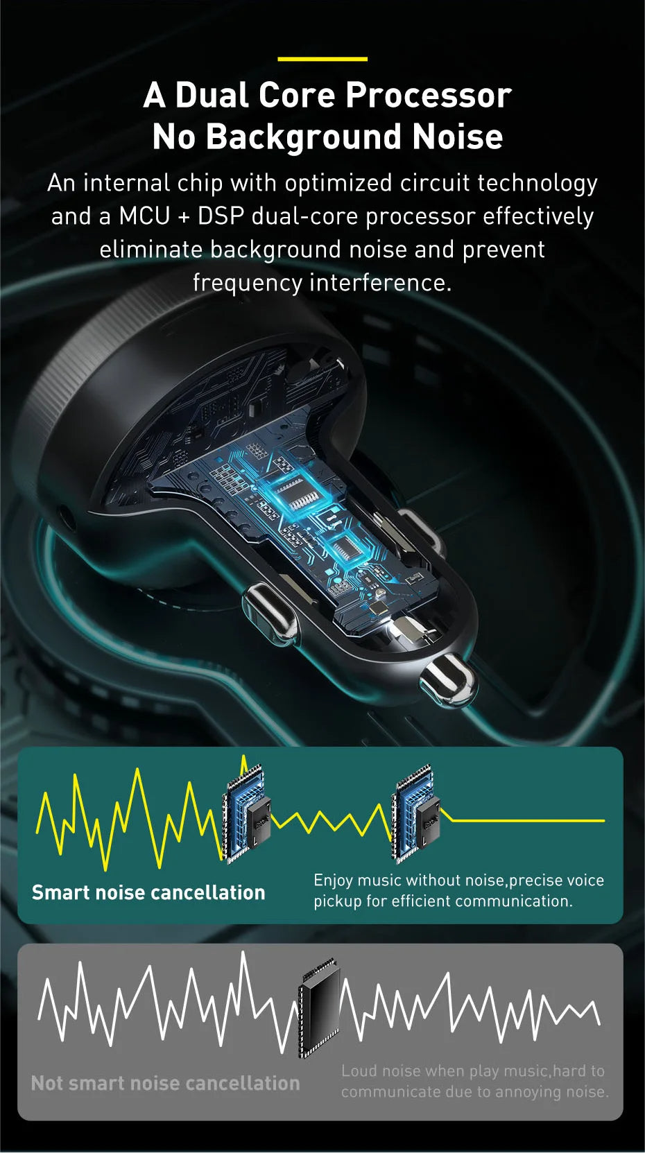 Baseus Bluetooth 5.0 FM Transmitter & Dual USB Car Charger | MP3 & Radio Adapter image 10