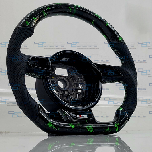 Audi Custom Forged Carbon Fibre Steering Wheel Perforated Leather Flat Bottom