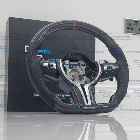 BMW Carbon Fibre & Leather Steering Wheel Flat Bottom M-Tech Silver Carbon Edition | F-Series IN STOCK
