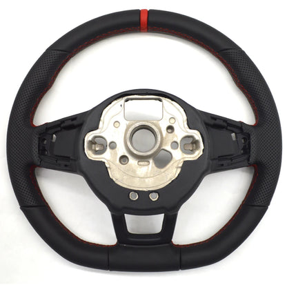 Volkswagen Leather Flat Bottom Steering Wheel MK7 Red Stitching GTI Edition image 1