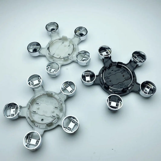 4x Audi Black Spyder Wheel Centre Caps 4F0601165N image 1