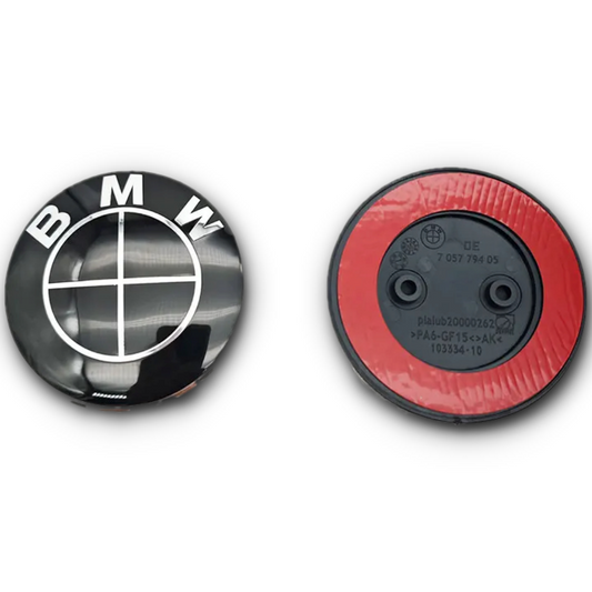BMW Black 2 Hole Bonnet & Boot Badge 2 x 82mm 5114705779 image 0