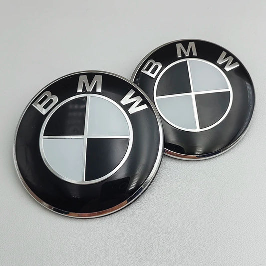 BMW Black & White Bonnet & Boot Badge 1x 82mm image 0