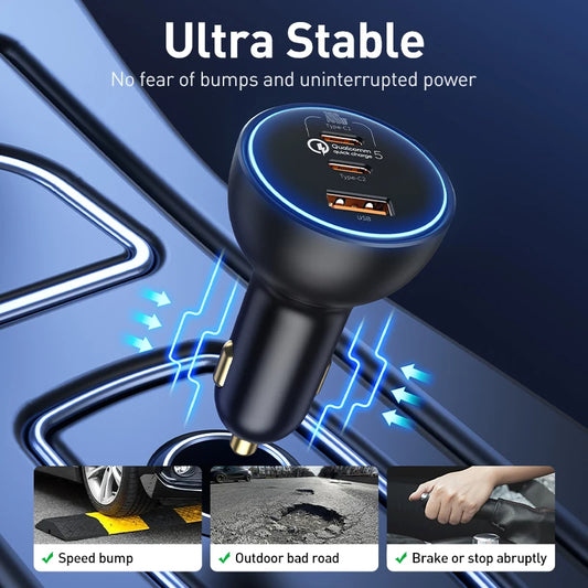 Baseus 160W Car Charger | USB & USB-C | Qualcomm 5.0, PD3.0, PPS Fast Charging image 2