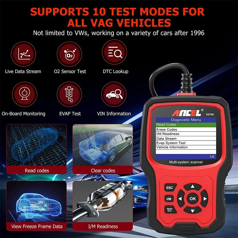 ANCEL VD700 Car OBD2 Scanner Fault Code Reader Diagnostic Tool image 4
