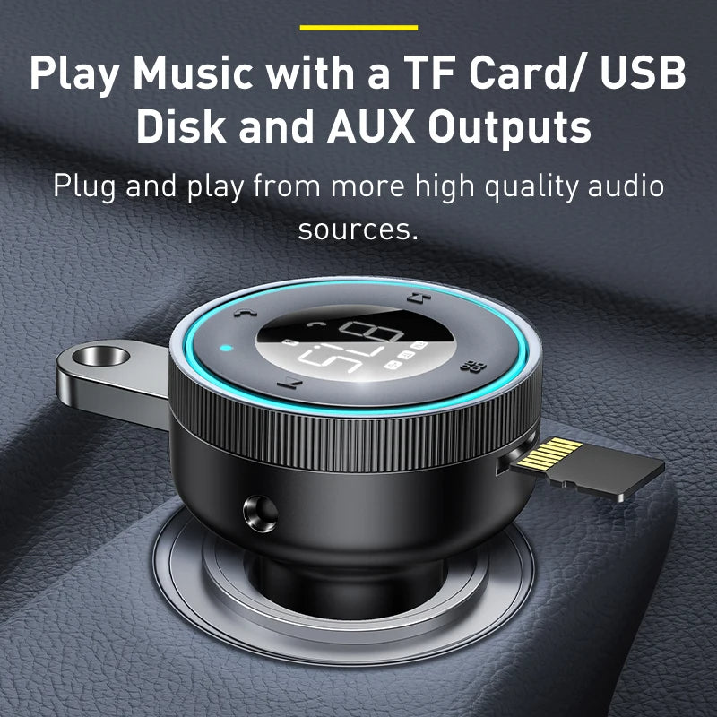 Baseus Bluetooth 5.0 FM Transmitter & Dual USB Car Charger | MP3 & Radio Adapter image 2