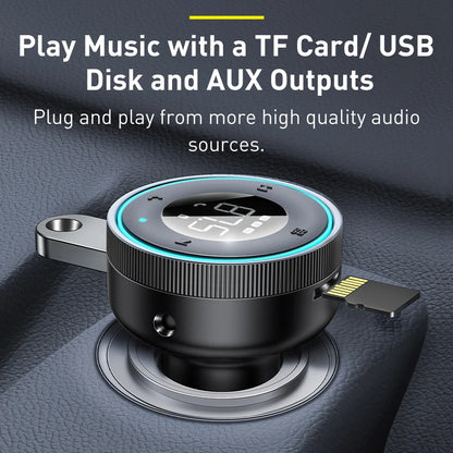 Baseus Bluetooth 5.0 FM Transmitter & Dual USB Car Charger | MP3 & Radio Adapter image 2