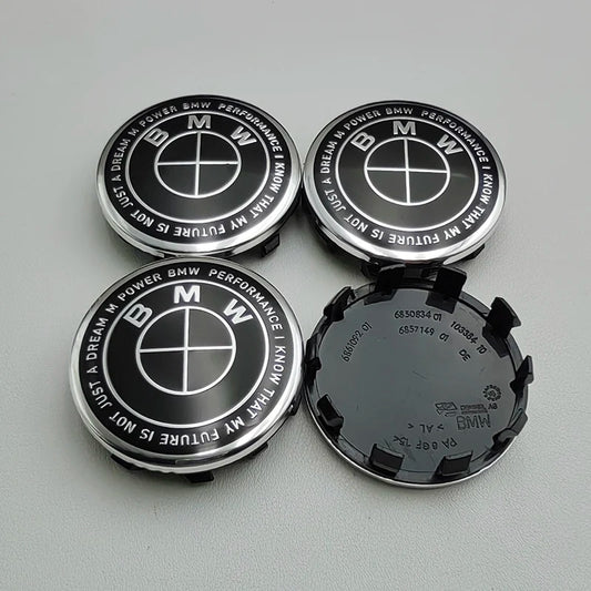 BMW Triple Black Kith Alloy Wheel Centre Caps 4pcs 68mm image 0