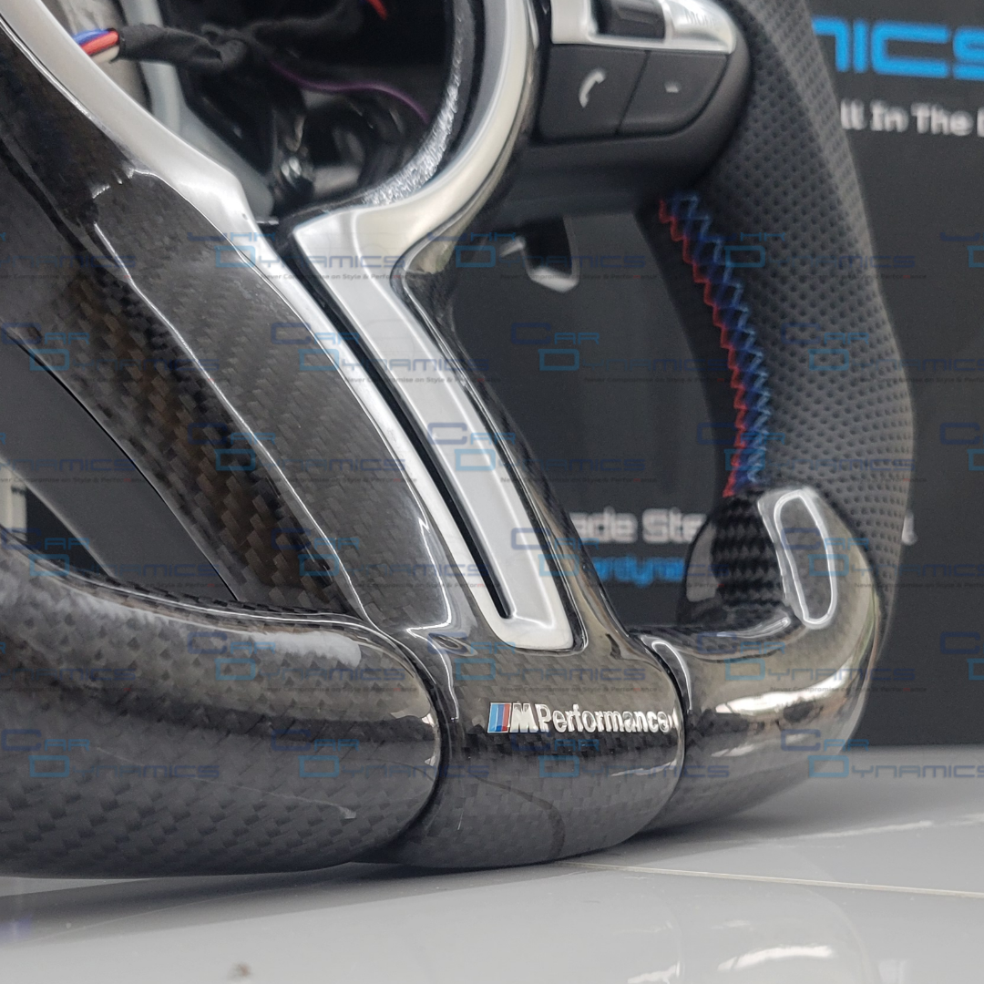 BMW Carbon Fibre & Leather Steering Wheel Flat Bottom M-Tech Silver Carbon Edition | F-Series IN STOCK