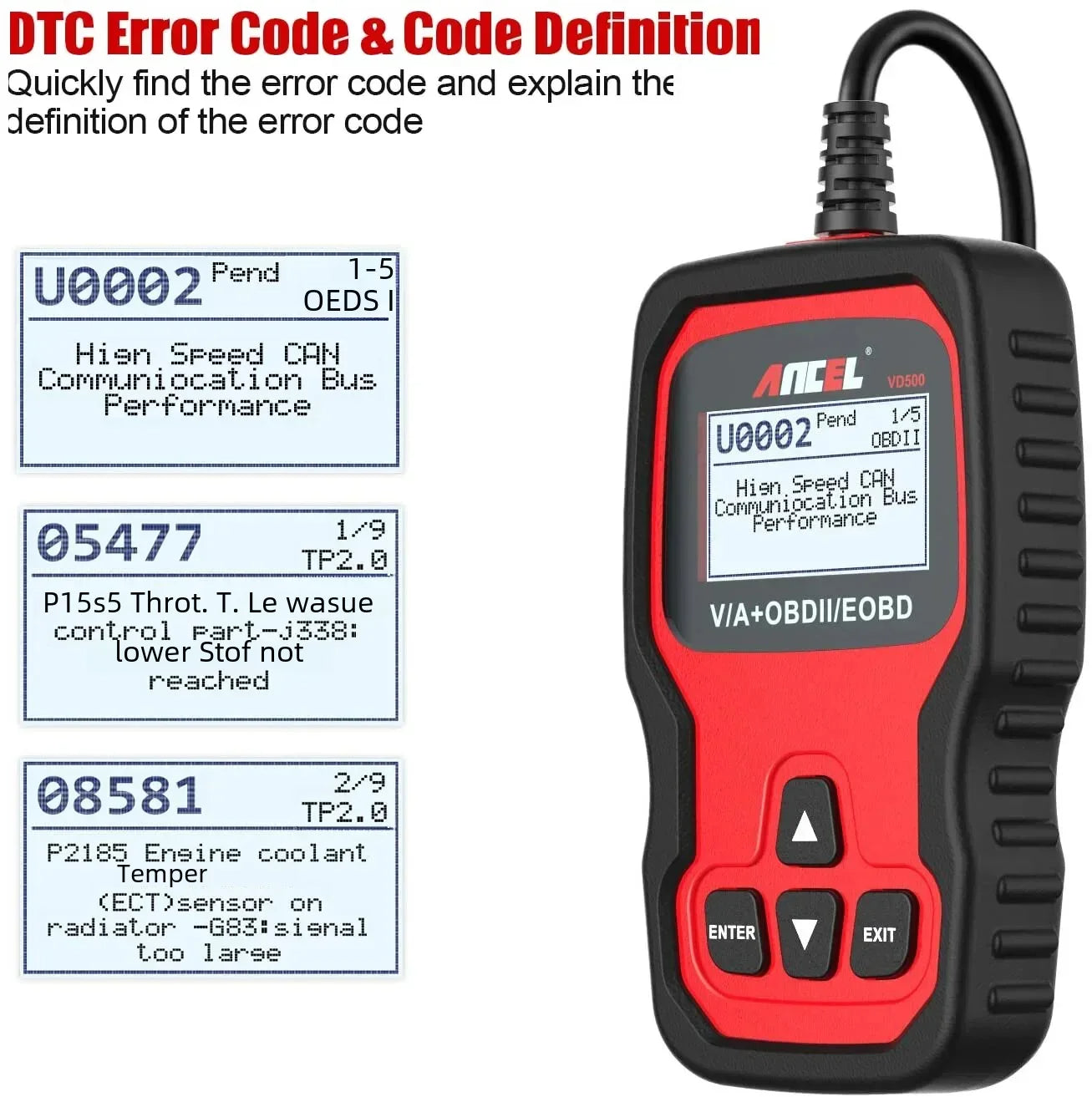 ANCEL VD500 OBD2 Scanner Code Reader ABS SRS EPB Oil Diagnostic Tool image 5