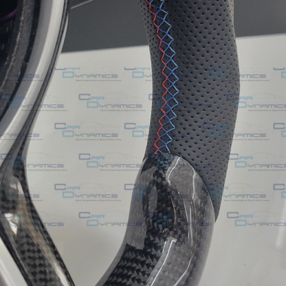BMW Carbon Fibre & Leather Steering Wheel Flat Bottom M-Tech Silver Carbon Edition | F-Series IN STOCK