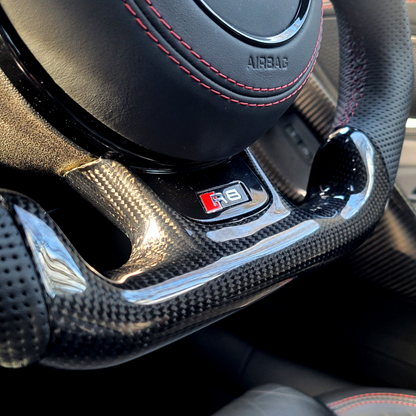 Audi R8 Custom Made Steering Wheels Carbon Fibre , Leather & Alcantara | Flat Bottom Design