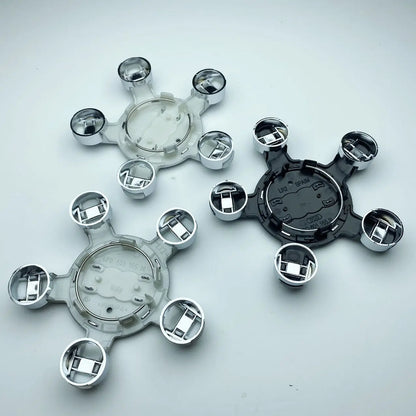 4x Audi Silver Spyder Wheel Centre Caps 4F0601165N image 1