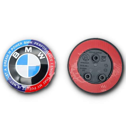 BMW KITH Tri Colour 3 Hole Bonnet & Boot Badge 2 x 82mm 5176728875 image 0