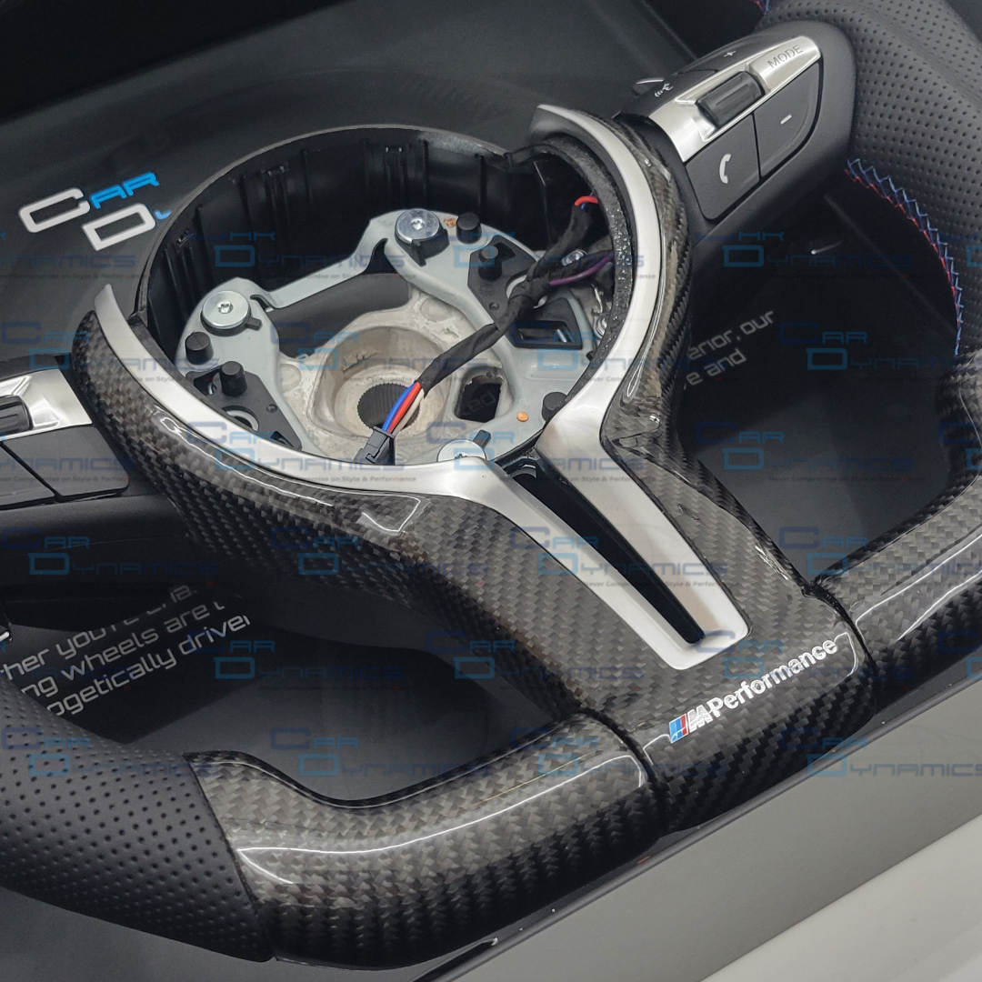 BMW Carbon Fibre & Leather Steering Wheel Flat Bottom M-Tech Silver Carbon Edition | F-Series IN STOCK