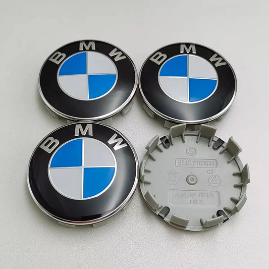 BMW Blue & White Alloy Wheel Centre Caps 4pcs 68mm image 0