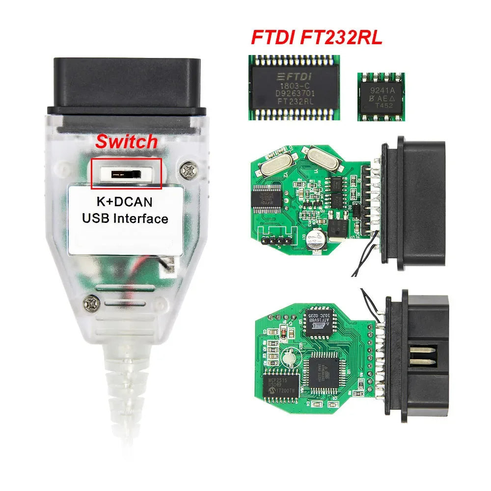 K+DCAN White Cable For OBD Diagnostics INPA & ISTA Compatible Cable image 0